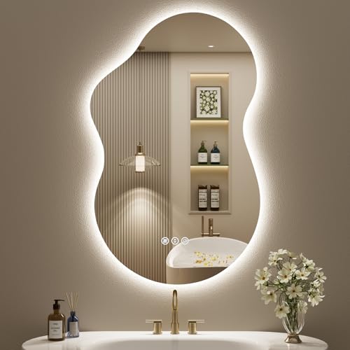 Image of 20x32 Asymmetrical LED Mirror for Bathroom Lighted Vanity Mirror