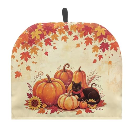 Image of Autumn Pumpkins Cat Cotton Tea Cozy Insulated Kettle Cover Kitchen Home Dining Teapots Suit Outdoor Dunch Thanksgiving Party House Decor