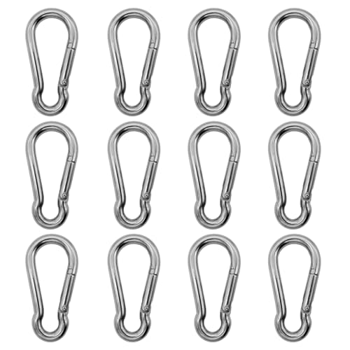 Outmate Marine Grade 316 Stainless Steel Carabiners -2 inch Heavy Duty, Durable & Rust-Free Clips for Gym, Swing, Dog Leashes, Hammocks, Keychains, and More(316,M5,Pack of 12)