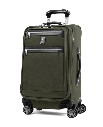 Image of Travelpro Platinum Elite Softside Expandable Luggage, 8 Wheel Spinner Suitcase, TSA Lock, Men and Women, Pilot Green, 2-Piece Set (21 /25)