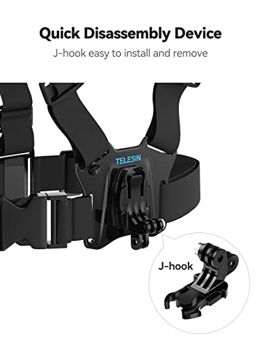 Telesin Head Mount Strap Chest Mount Harness Video Camera Mount Accessories Kit Compatible With Gopro Hero 11,10,9,8,7,6,5,4, Session 3+, 3, 2, 1, Hero (2018),Fusion,Dji Osmo Action Cameras #TOP5