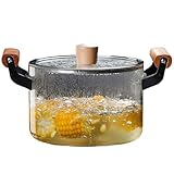 XIUCAI Olla de Cocina de Vidrio Borosilicato Resistente al Calor, Ollas de Guiso de Vidrio Fáciles de Limpiar con Tapas, Transparente,3.5L