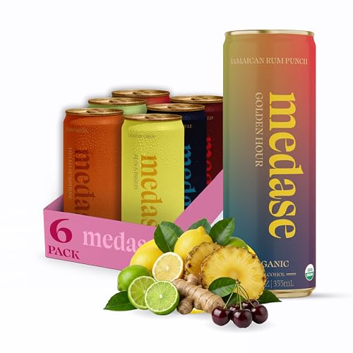 MEDASE Variety Pack Non-Alcoholic Mocktail (12oz 6 Pack) Authentic Taste, Healthy and Organic Drink, Alcohol Free Beverage, Low Calorie, Gluten Free, Vegan, GMO Free