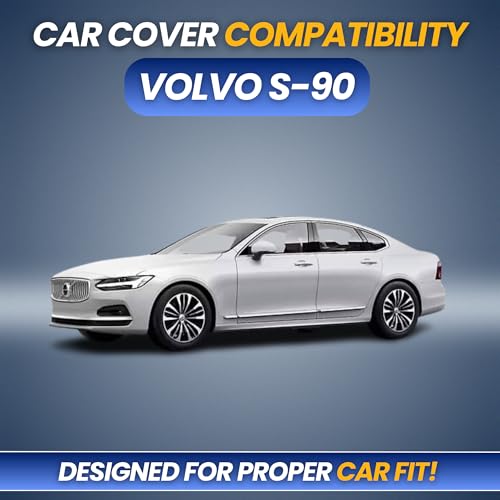 Image of Car Cover for Volvo S90 | 100% Waterproof Heavy-Duty 3-Layer Car Body Cover | All-Weather Rain, UV, Sun & Dust Protection | Custom Fit | Mirror & Antenna Pockets | Navy Blue