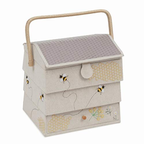 Hobby Gift Novelty Sewing Craft Hobby Storage Box, Embroidered, Bee Hive with Drawer