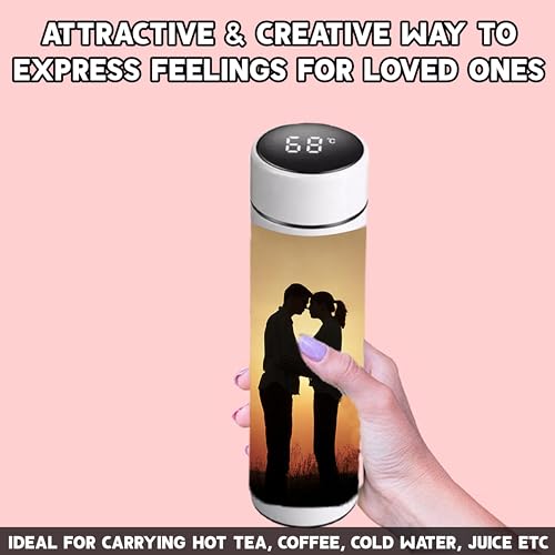 Image of Savri Personalized Stainless Steel White Water Bottle with Your Photo /Wishes /Logo Printed Best for School Going Kids /Return Gift /Christmas /New Year /Festival Gift Item | 500ml (Photo Print)