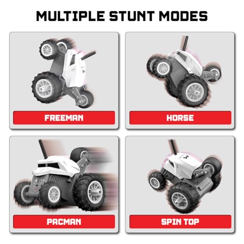 Image of Mirana Warrior 360 Degree Rotating Stunt RC Car Toy for Kids | High Speed Steering Remote Control Vehicle | USB Type-C Rechargeable | Made in India (White)