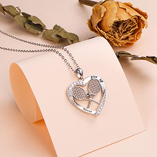 DAOCHONG S925 Sterling Silver Jewelry Tennis Racket Pendant Necklace Gift for Tennis Sports lover 18 inches to 20 inches4