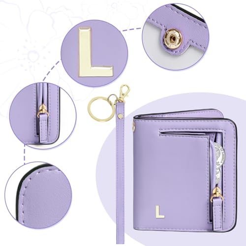 Image of COSHAYSOO Initial RFID Wallet Small Purple for Teen Girls Personalized Valentines Day Birthday Gifts, 10 11 12 13 14 15 16 17 18 Year Old College Teenage Girls Wallets Fashion Monogrammed Letter L
