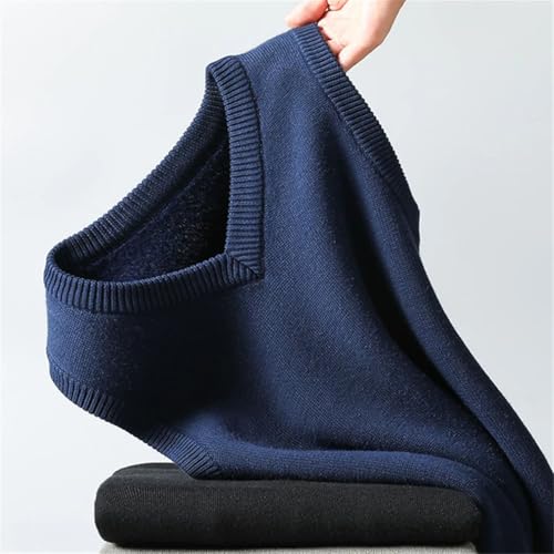 Mens V Neck Knitted Sleeveless Vest School Uniform Solid Jumper Tops Cotton Blend Casual Sweater2