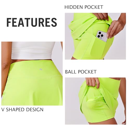 Image of PINSPARK Womens Tennis Skirt High Waisted Golf Skort with 2 Pockets Stretchy Athletic Skirts for Workout Pickleball Running
