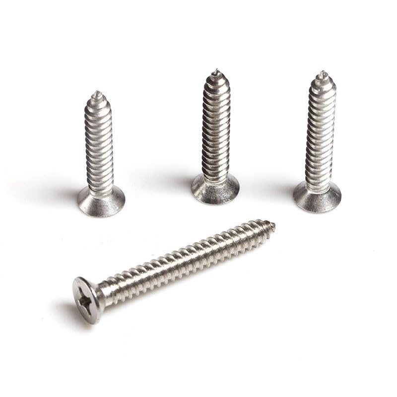 10pcs 304 Stainless Steel Recessed Countersunk Head Tapping Screws M5.5 Stainless Steel Flat Wood Screws Self Tapping Screw Drywall Screw Fasteners(50mm)