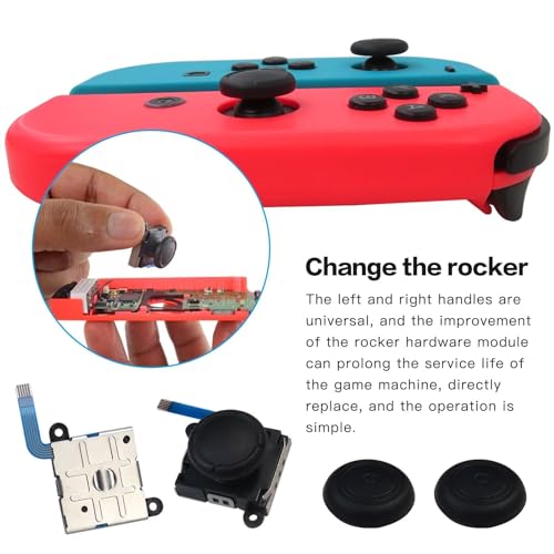 Misimain Replacement Joystick Analog Thumb Stick Repair Kit for Nintendo Switch/Switch OLED Model and for Lite Joy C on Controller - Include Y1.5, Cross Screwdriver, Pry Tools + 4 Thumbstick Caps