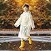 Opret 2 Pack White Raincoats for Kids, Reusable Rain Ponchos with Hood and Sleeves Children Waterproof Rain Coats for Boys and Girls