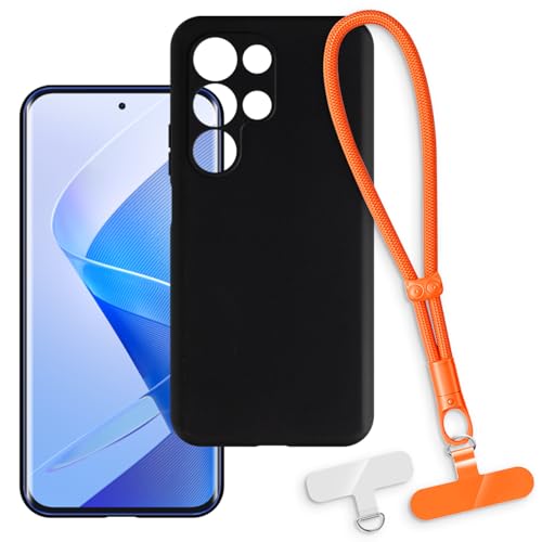 OAGELIM 2-in-1�ی�P�[�X�ƃ��X�g�X�g���b�v ITEL S26 Ultra 4G �Ƃ̌݊������� ���O���\�ȃ��j���[�h�t���d�b�J�o�[�A����~�ߕ����h�~�O���b�v�n���h�� (�u���b�N + �I�����W)
