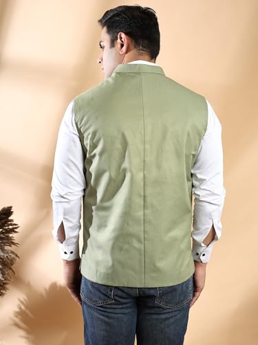 Image of Ethluxis Men's Designer Solid Nehru Jacket /Waist Coat /Bandhgala