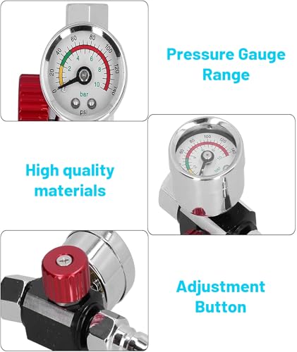 Image of Air Spray Gun, Air Pressure Gauge, Precision Tool for Automotive Repair and Painting