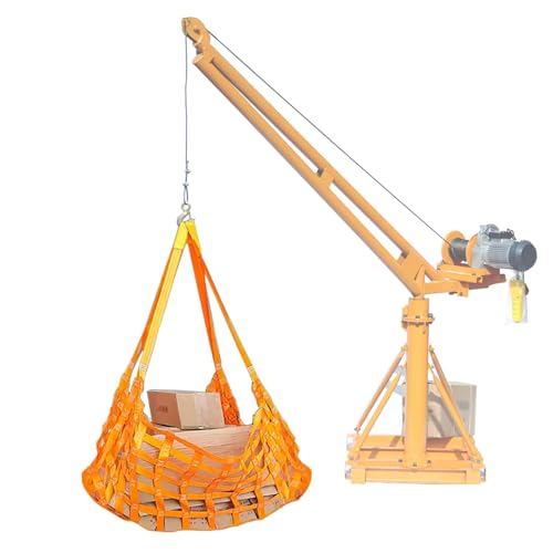 Small Lifting Basket for Hoist Cargo Net - Cargo Net for Lifting Boxes - Nylon Flat Rope for Moving - Cargo Lifting Nets with 1m Straps - Flat Nylon Sling Hoisting Net(4.9x4.9ft - Load 4409lbs(3.9inme