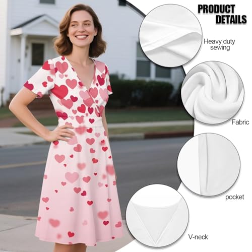 Image of Women's Summer Formal Dresses Short Sleeve Wrap V Neck Dresses Bridesmaid Wedding Guest Dress with Pockets