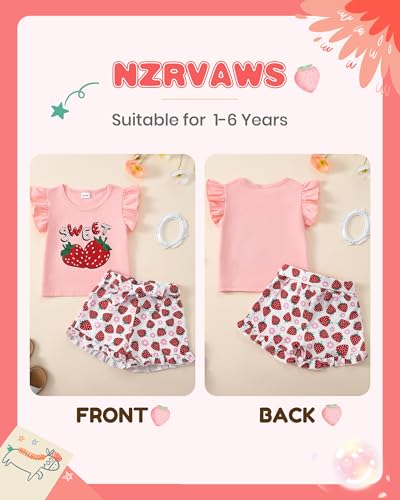 Image of NZRVAWS Girl Clothes Toddler Girls Summer Outfit Heart Tank Top+Pink Shorts 2 Piece Clothing for Girl 1 2 3 4 5 6 7 T