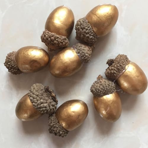 Bellotas artificiales doradas de espuma con 50 piezas mini para decoración de mesas navideñas 6