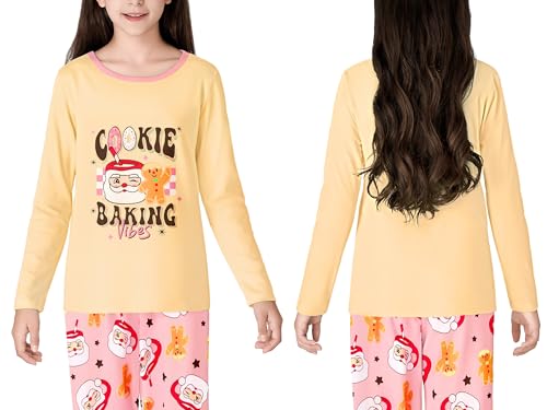 Image of Beezizac Girls Pajamas Cute Print Short /Long Sleeve Pants Set Size 6-18 | Soft Stretch Poly Blend, Comfy Crewneck, Elastic Waist Pants, Everyday & Holiday Sleepwear for Big Girls, Tweens & Teens