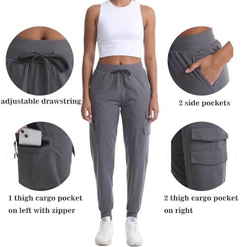 Women's Lightweight Hiking Joggers with Pockets - Water Resistant Cargo Pants for Outdoor Workouts Camping2