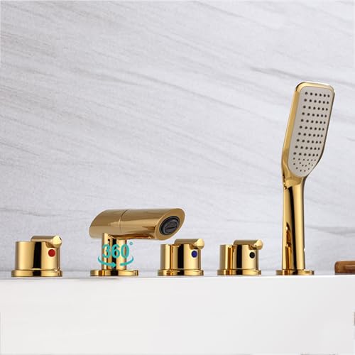Robinet de Bain 5 Trous Noir Mat de Haute Qualité pour Baignoire Design