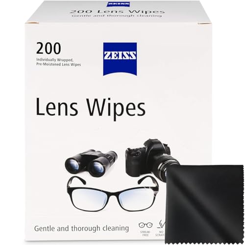 ZEISS - Lingettes Nettoyantes pour Lunettes, Jumelles, Verres Traités, Séchage Rapide, Sans Rayures, Emballées Individuellement, Pack de 200
