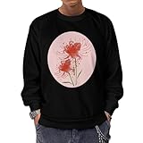 [ZKCASA] トレーナー メンズ 彼岸花 スウェット パーカー 秋服 丸首 長袖 トップス プルオーバー おしゃれ Tシャツ カジュアル 人気 春服 秋服 3XL