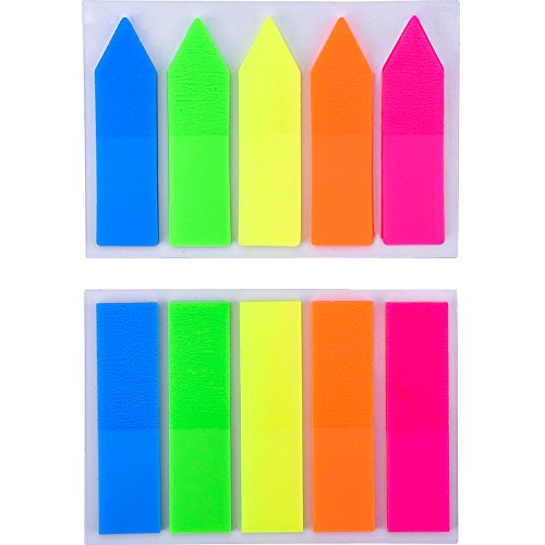 eBoot 2 Sets Page Marker Page Index Tabs Fluorescent Sticky Note for Page Markers, 250 Pieces