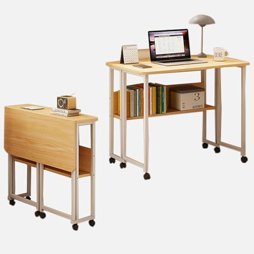 Portable Foldable Computer Desk, Removable Home Office Table, Compact Study Desk for Small Spaces, Ideal for Writing & Work (Walnut, 31.4" x 22.8" x 29.1")