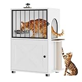 Cat Feeding Station, Dog Proof Cat Feeding Station with Scratching Post, Elevated Food Bowls with Stand, Cats Tree with Food Storage for Small Spaces, Pet House Furniture (White)