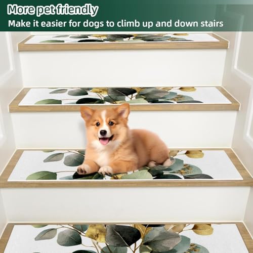 Marches d'escalier antidérapantes premium au design eucalyptus - 6