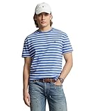 Polo Ralph Lauren Herren-T-Shirt, klassisch, gestreift, Jersey, New England Blau/Weiß, Klein