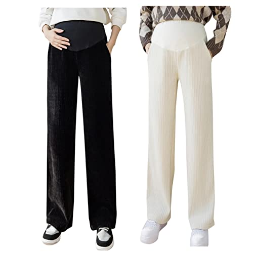 SGSD Medias de maternidad térmicas: leggings de invierno con forro polar para maternidad, leggings de invierno, largos, pierna ancha, pantalones de yoga para maternidad, medias de embarazo, leggings