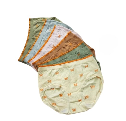 Women's High Waist Cotton Panty Pack of 3 | Soft Breathable Full Coverage Stretch Briefs | Comfortable Everyday Underwear with Butterfly Print, Multicolor-picture-47