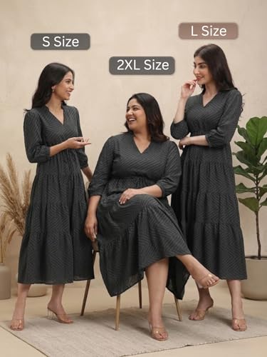 Image of Leriya Fashion Maxi Dress for Women | Western Summer Georgette Stylish A-line Dress for Beach Party Outfits | Western Summer Black One Piece Knee Length Dresses for Woman