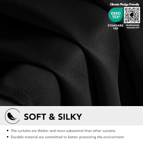 Image of Deconovo Room Darkening Thermal Insulated Grommet Blackout Window Curtains For Living Room Curtain 2 Panels Pair Black 42x63-Inch