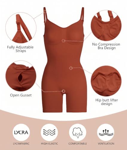 Image of SHAPERX Shapewear for Women Tummy Control Bodysuit Mid Thigh Body Shaper Shorts for a Lifted Look