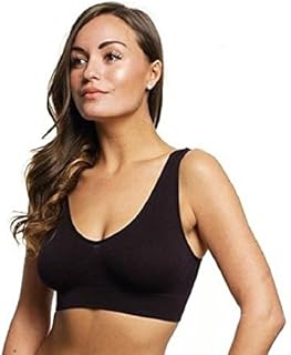Belvia Bra Womens Soft Ultra Comfort Cozy Stretch Sports Bra Seamless Shape Wear Support Vest Top, Available in Small, Medium, Large, XL (Large - 40'' - 42'', Black)