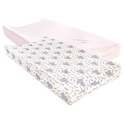 Image of Touched by Nature Unisex Baby Organic Cotton Changing Pad Cover, Girl Elephant, One Size