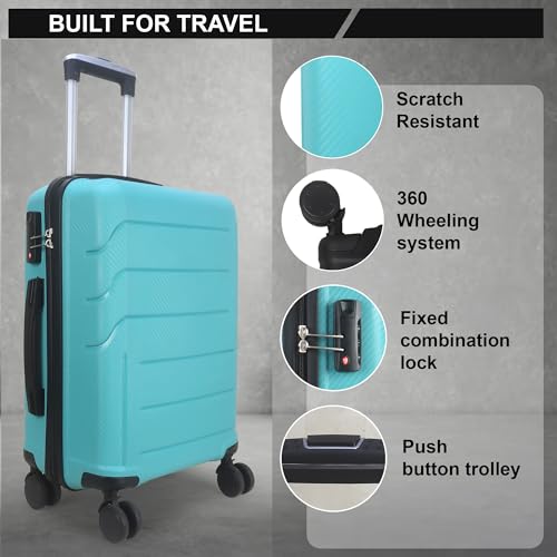 Image of Trolley Bag Small Size, 56 cms Hard Side Travel Bag for Women, 8 Wheel Luggage Suitcase for Travelling, Cabin-Friendly, Scratch Resistant, Small Trolley Suitcase (Small, Sky Blue)
