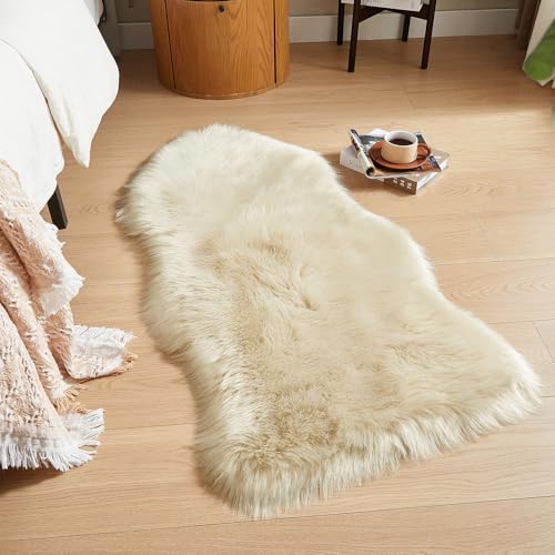 Tapete de piel falsa AMTOVO beige 2 x 4 ft miniatura 4