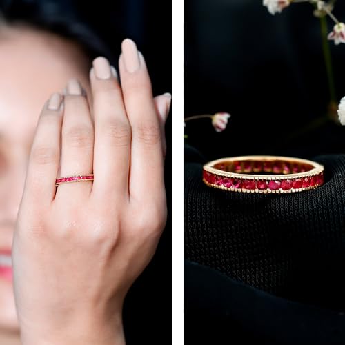 Real Ruby Channel Set Eternity Ring, AAA Quality, Certified Ruby Wedding Anniversary Ring for Women - July Birthstone2