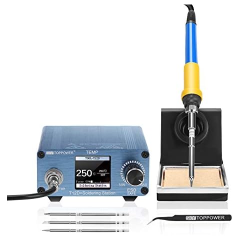 T12 Soldering Iron Station Kit - 75W Solder Station, with Solder Holder and Wet Sponge and 5pcs Iron Tips for Electronic Repairing Cover