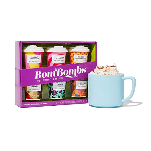 Bombas de Thoughtfully, juego de regalo de chocolate caliente, juego de sabores de cacao caliente incluyen chocolate doble, menta, malvavisco tostado, caramelo salado y más, conjunto de 6 Cover
