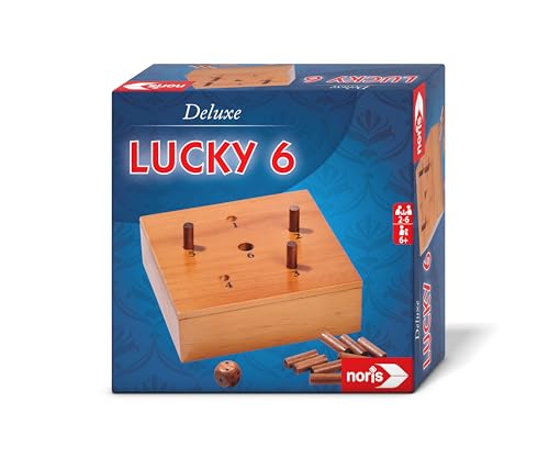 Noris 606102046 - Deluxe Lucky 6 (Würfelspiel ab 6 Jahre) - Spiele-Klassiker Super Six in hochwertiger Holz-Ausstattung für Erwachsene und Kinder, 2-6 Spieler