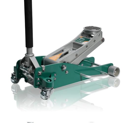 SATA 3-Ton (6 600 lb) Aluminum Floor Jack Low-Profile Design with Dual-Piston Rapid Lift Pump Tested for 1.5X Overload for Ultimate Safety 30% Lighter Than Steel Model