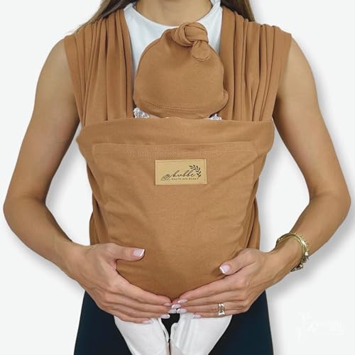 3in1 Baby Carrier Wrap Sling with Bib & Hat | Adjustable, Ergonomic, Stretchy Front Carriers for 0-36 Months 7-35 Lbs Newborns/Toddlers | Easy Wear Shoulder Support Hip Wraps Soft Cotton Infant Holder